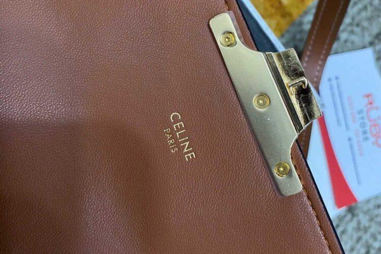 Túi Celine Triomphe Shoulder Bag Tan Canvas 20CM Nâu
