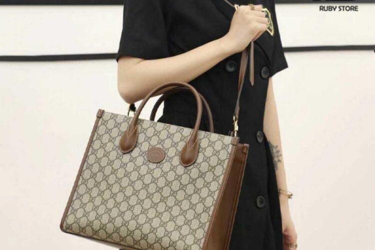 Túi Gucci Small Tote Bag GG Supreme Nâu 31CM