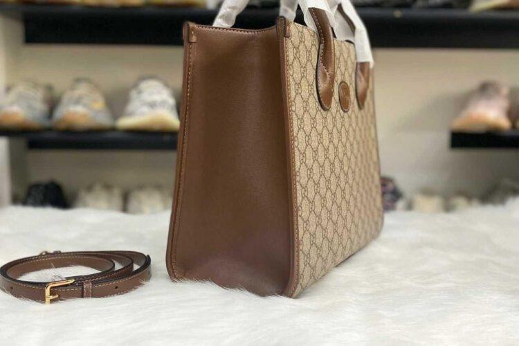 Túi Gucci Small Tote Bag GG Supreme Nâu 31CM