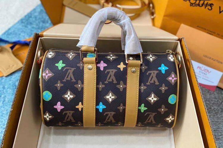 Túi LV Keepall Bandoulière 25 M24849 Monogram Craggy Chocolate Nâu Best Quality