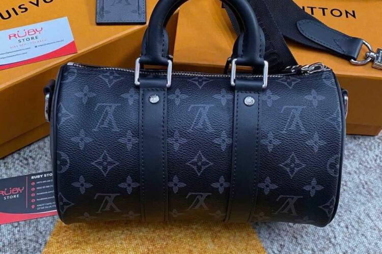 Túi LV Keepall Bandoulière 25 M46271 Monogram Eclipse Xám