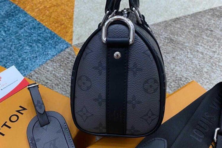 Túi LV Keepall Bandoulière 25 M46271 Monogram Eclipse Xám