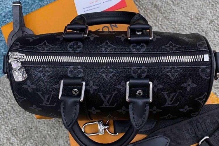 Túi LV Keepall Bandoulière 25 M46271 Monogram Eclipse Xám