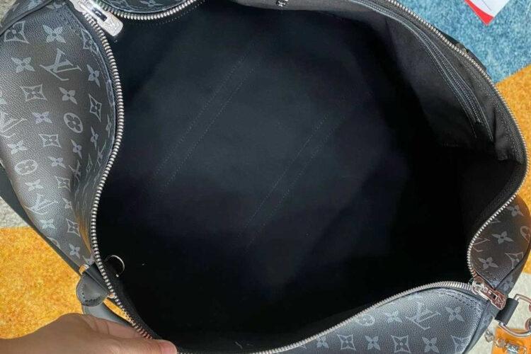 Túi LV Keepall Bandouliere 55 M40605 Monogram Eclipse Xám Đen