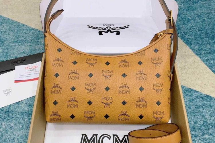 Túi MCM Aren Hobo Bag In Visetos Cognac Màu Nâu