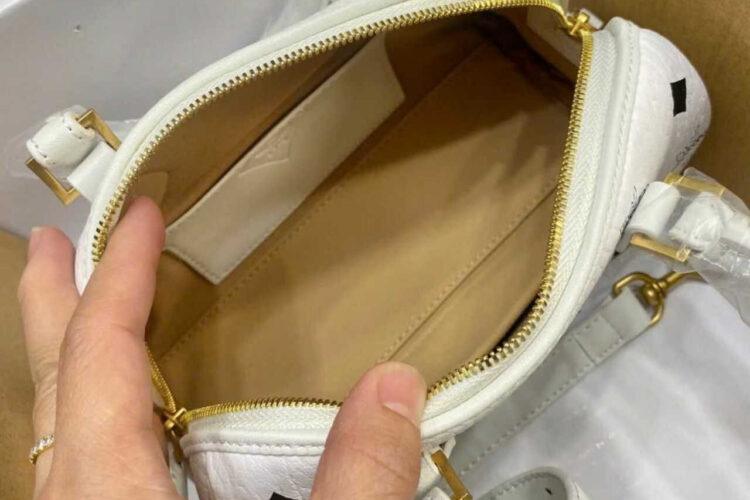 Túi MCM Mini Aren Boston Bag In Visetos White Trắng