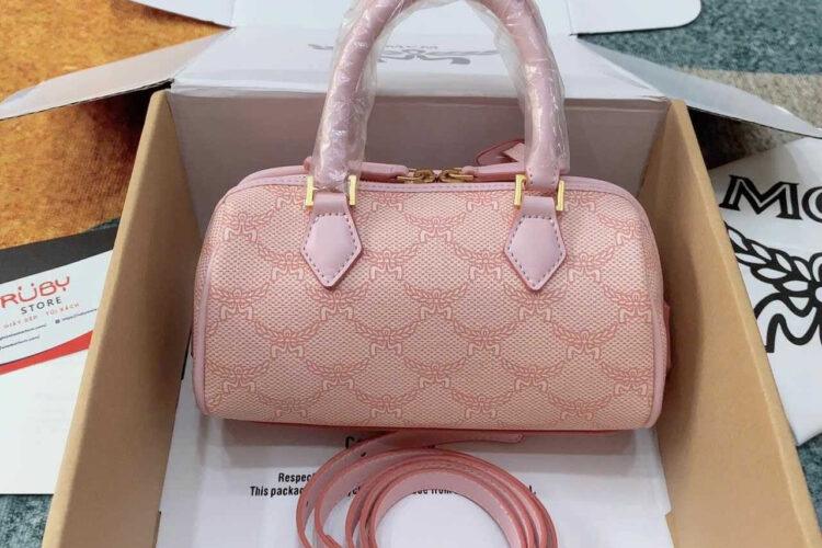 `Túi MCM Mini Ella Boston Bag In Lauretos Pink Hồng