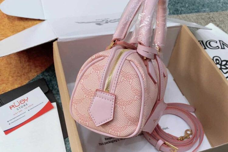 `Túi MCM Mini Ella Boston Bag In Lauretos Pink Hồng