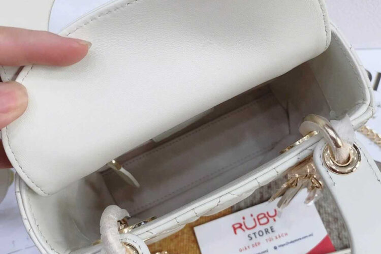 Túi Mini Lady Dior Latte Lambskin GHW Màu Kem