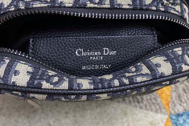 Túi Dior Mini Safari Bag With Strap Beige And Black Oblique Jacquard Siêu Cấp