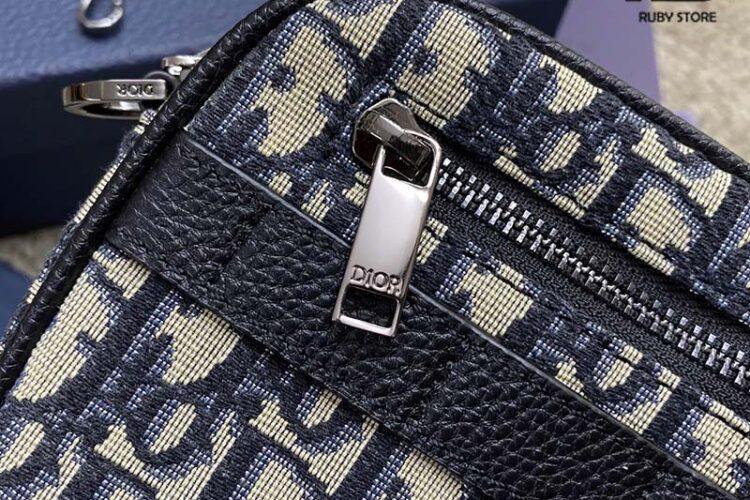 Túi Dior Mini Safari Bag With Strap Beige And Black Oblique Jacquard Siêu Cấp