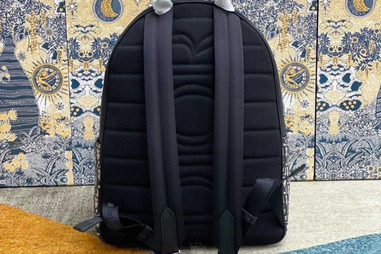 Ba Lô Dior Saddle Zip Backpack Black Beige Oblique Jacquard