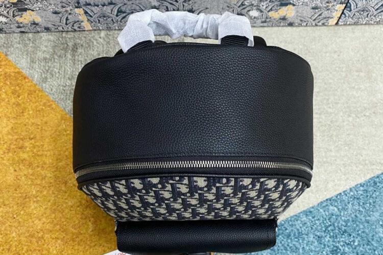 Ba Lô Dior Saddle Zip Backpack Black Beige Oblique Jacquard