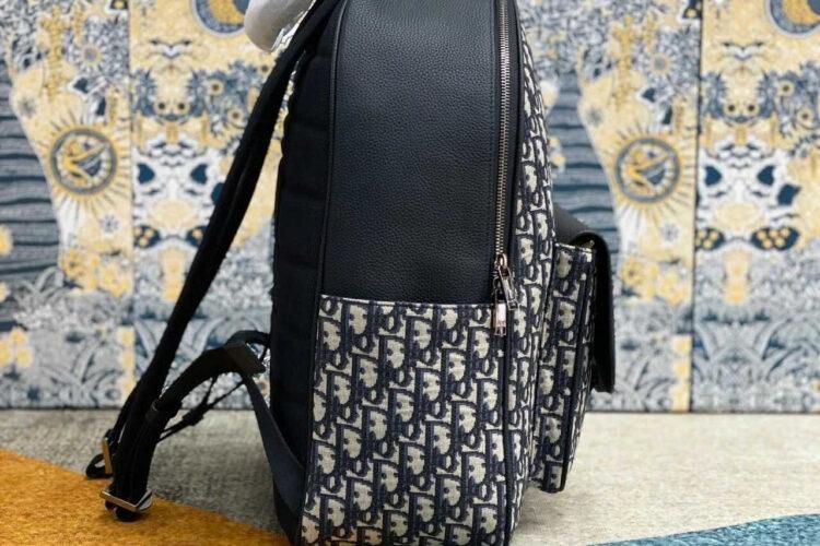 Ba Lô Dior Saddle Zip Backpack Black Beige Oblique Jacquard