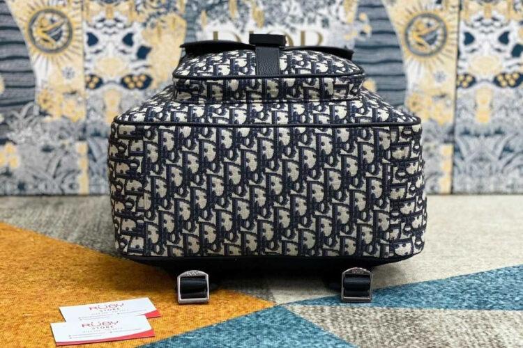 Ba Lô Dior Saddle Zip Backpack Black Beige Oblique Jacquard