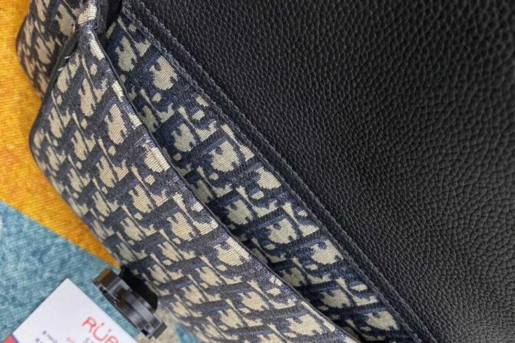 Ba Lô Dior Saddle Zip Backpack Black Beige Oblique Jacquard