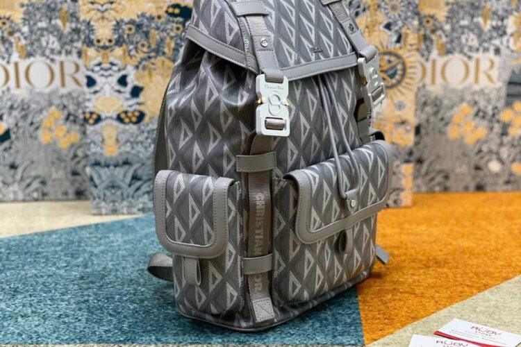 Ba Lô Medium Dior Hit The Road Backpack Gray Diamond Canvas Xám