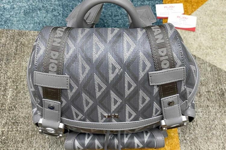 Ba Lô Medium Dior Hit The Road Backpack Gray Diamond Canvas Xám