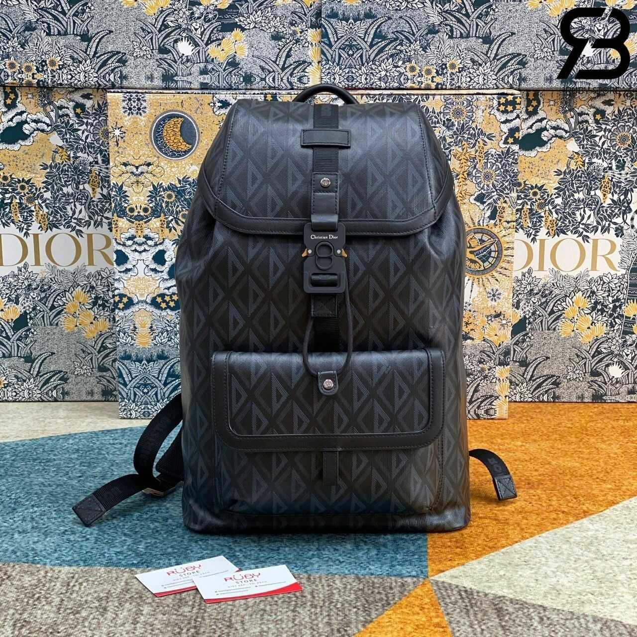 Ba Lô Small Dior Hit The Road Backpack Black Diamond Canvas Đen