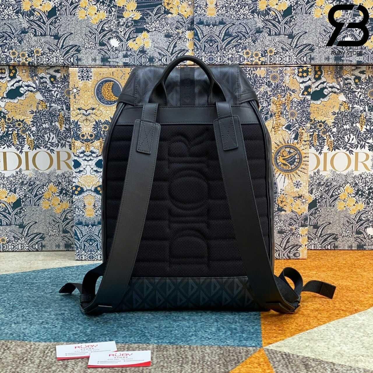 Ba Lô Small Dior Hit The Road Backpack Black Diamond Canvas Đen