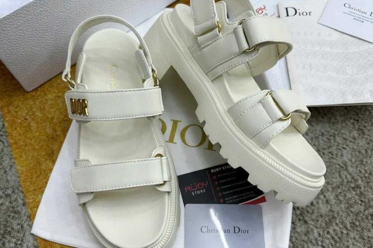 Dép Dior Dioract Flatform Sandal Cream White Trắng
