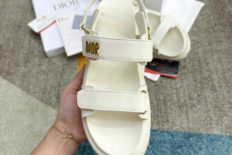 Dép Dior Dioract Flatform Sandal Cream White Trắng