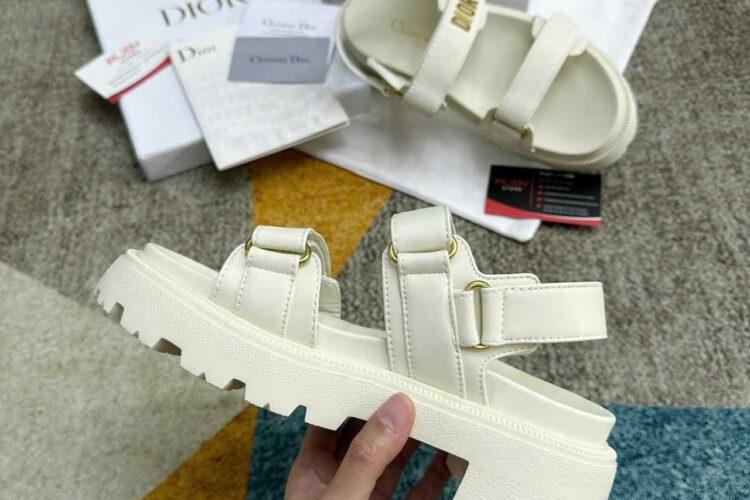 Dép Dior Dioract Flatform Sandal Cream White Trắng