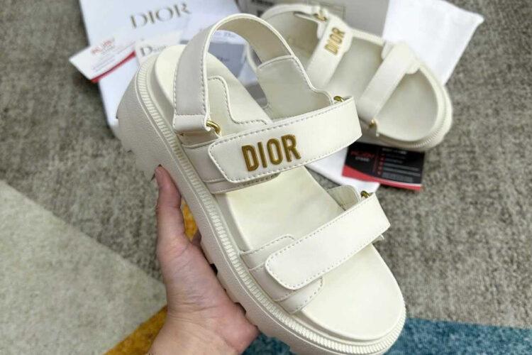 Dép Dior Dioract Flatform Sandal Cream White Trắng