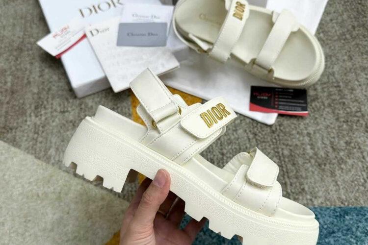 Dép Dior Dioract Flatform Sandal Cream White Trắng