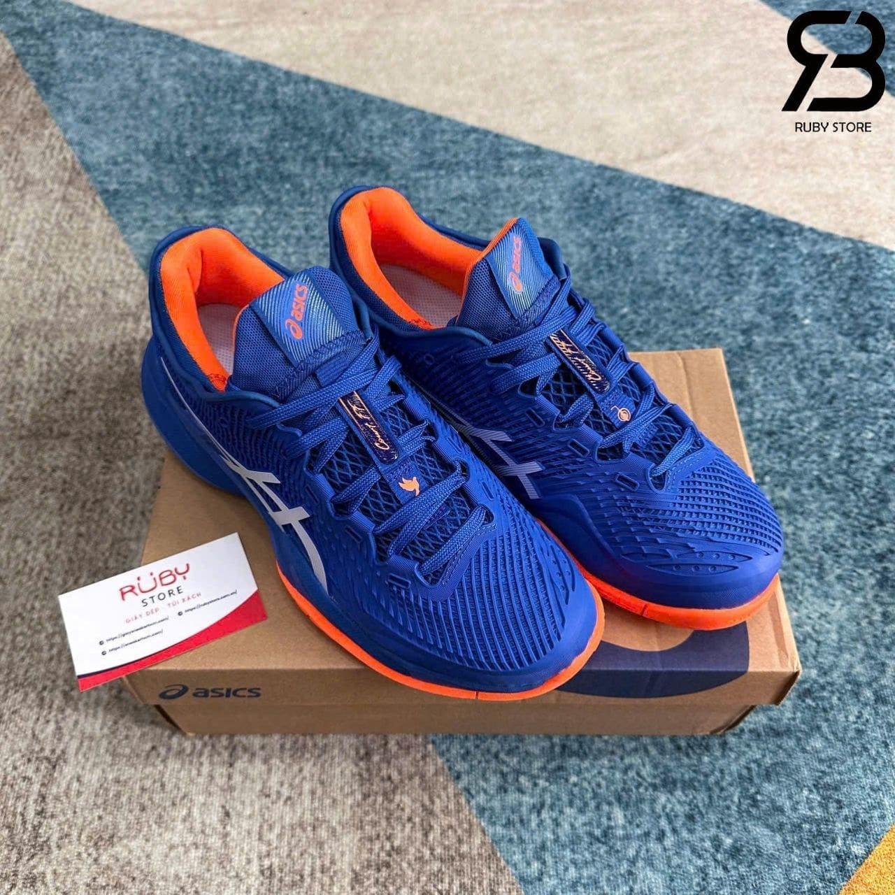 Giày Asics Court FF 3 Novak Tuna Blue White Xanh Dương Cam