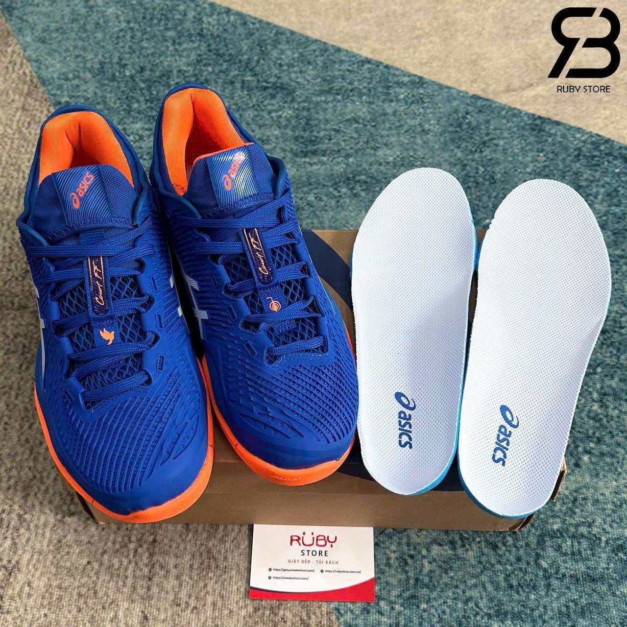 Giày Asics Court FF 3 Novak Tuna Blue White Xanh Dương Cam