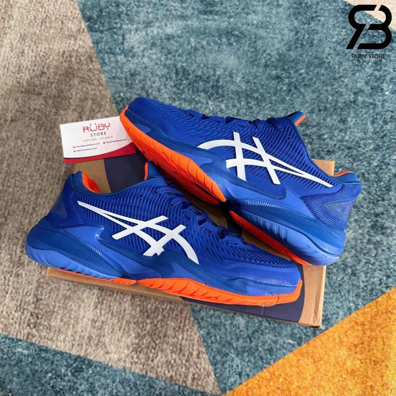 Giày Asics Court FF 3 Novak Tuna Blue White Xanh Dương Cam