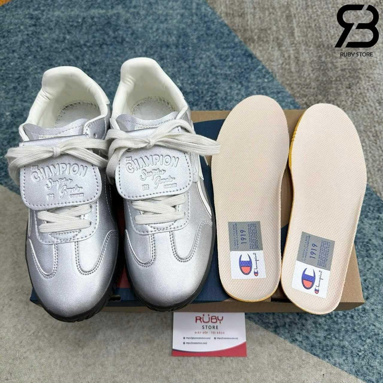 Giày Champion Essentials Champ T-Trainer Metallic Silver Màu Bạc