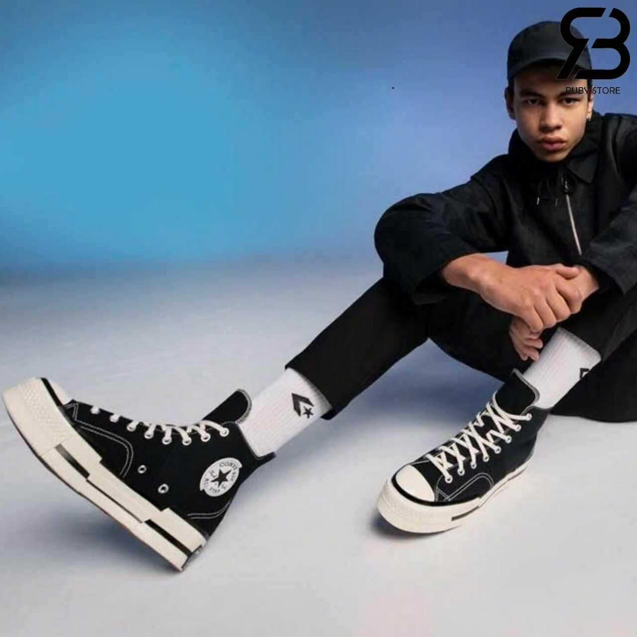 Giày Converse 1970s Plus High Black đen trắng