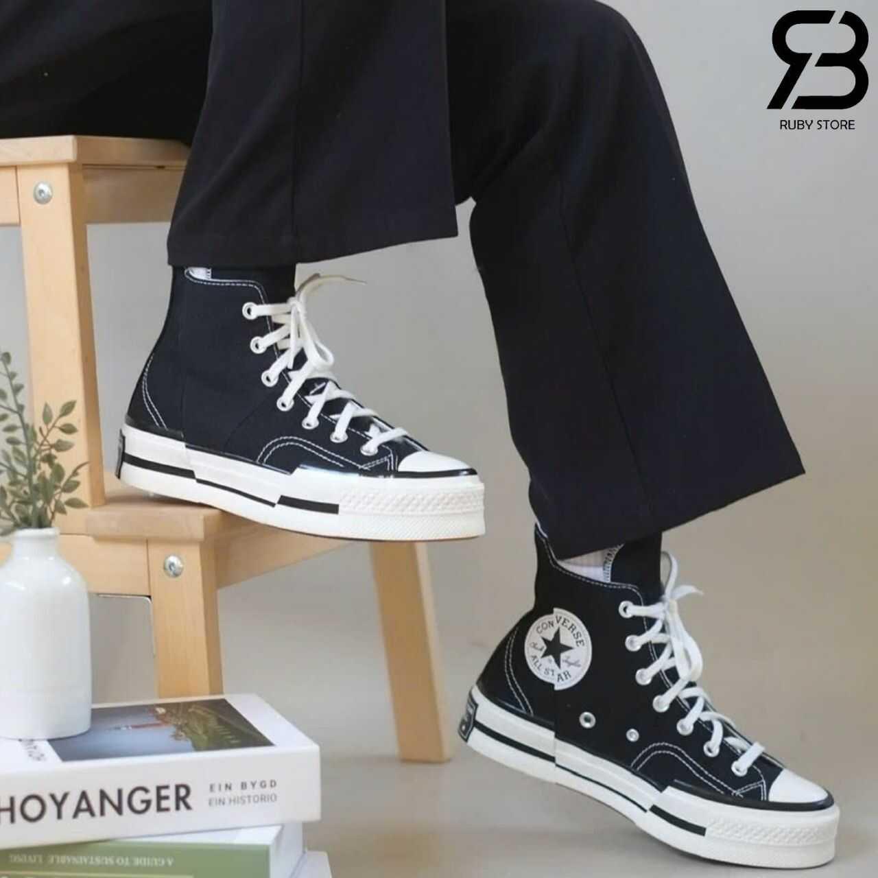 Giày Converse 1970s Plus High Black đen trắng