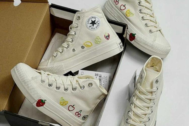 Giày Converse Chuck Taylor High Top White Custom Fruit Embroidery
