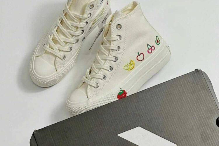 Giày Converse Chuck Taylor High Top White Custom Fruit Embroidery