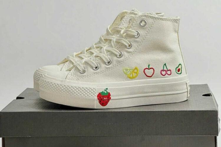 Giày Converse Chuck Taylor High Top White Custom Fruit Embroidery