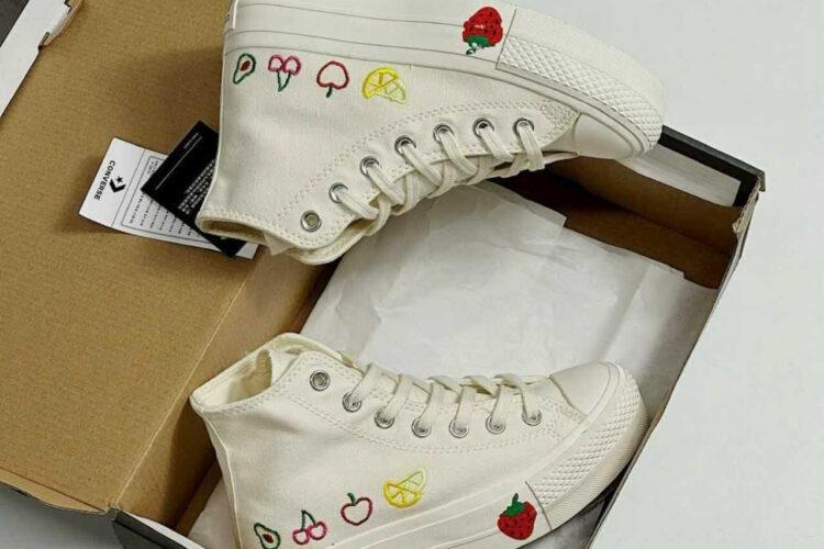 Giày Converse Chuck Taylor High Top White Custom Fruit Embroidery