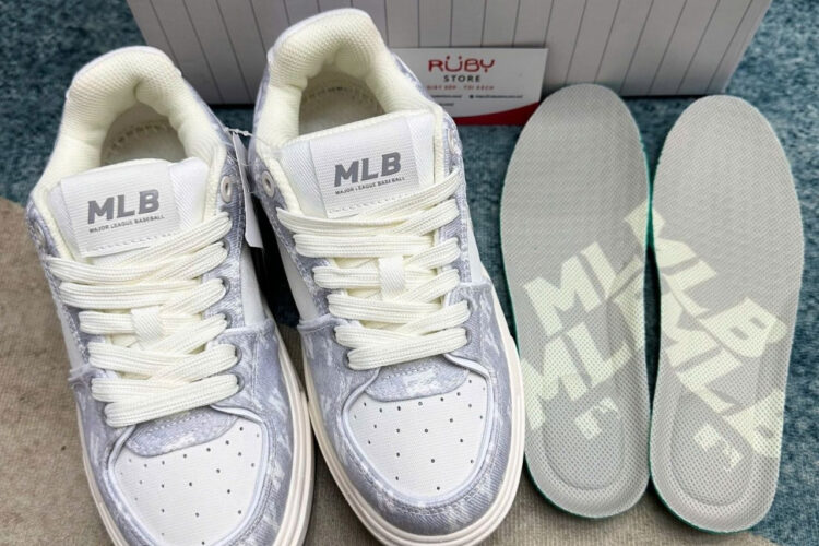 Giày MLB Chunky Liner SL Denim Monogram NY Màu Xám Trắng