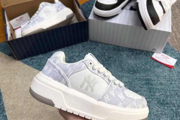Giày MLB Chunky Liner SL Denim Monogram NY Màu Xám Trắng