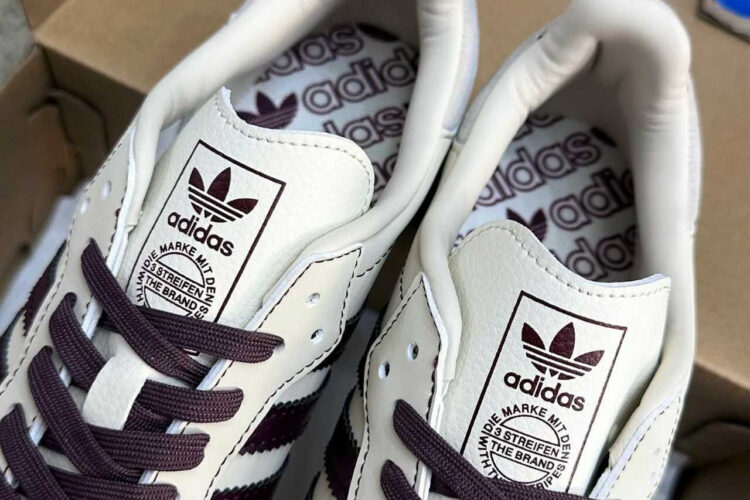 Giày adidas Samba OG Wonder White Maroon Màu Kem Sọc tím