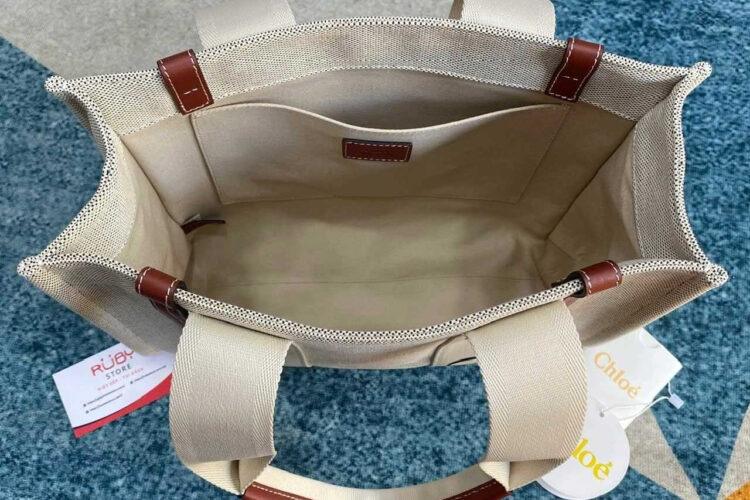 Túi Chloé Medium Woody Tote Bag Màu Kem Nâu