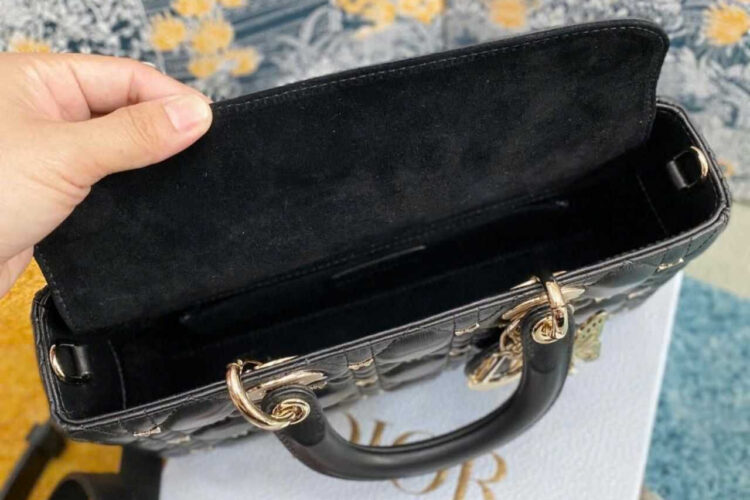 Túi Dior Medium Lady D-Joy Butterfly Black Lambskin GHW Đen