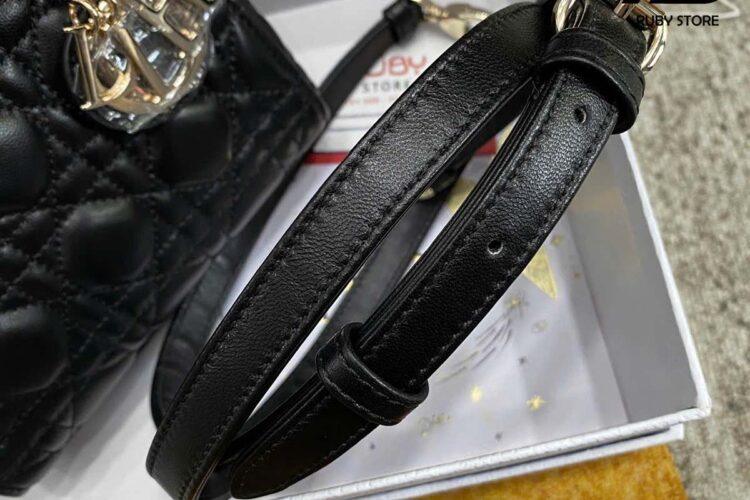 Túi Mini Lady Dior Bag Black Lambskin GHW Màu Đen Khóa Vàng 17CM Best Deal