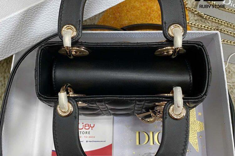 Túi Mini Lady Dior Bag Black Lambskin GHW Màu Đen Khóa Vàng 17CM Best Deal