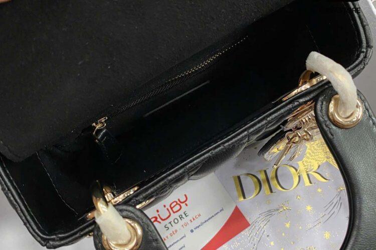 Túi Mini Lady Dior Bag Black Lambskin GHW Màu Đen Khóa Vàng 17CM Best Deal