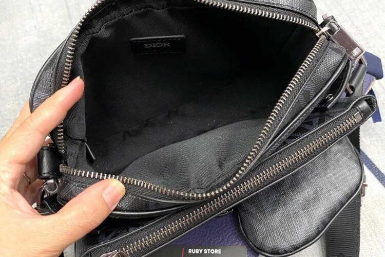 Túi Dior Saddle Triple Pouch Black Diamond Canvas Đen