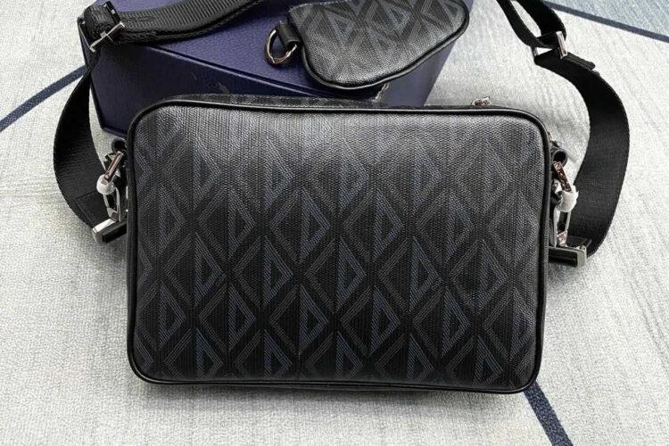 Túi Dior Saddle Triple Pouch Black Diamond Canvas Đen