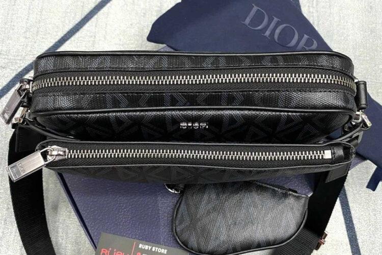 Túi Dior Saddle Triple Pouch Black Diamond Canvas Đen